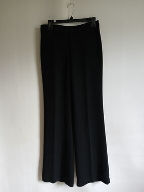 Zara Black Wide-Leg Trousers Lightweight Poly Crepe Sz6